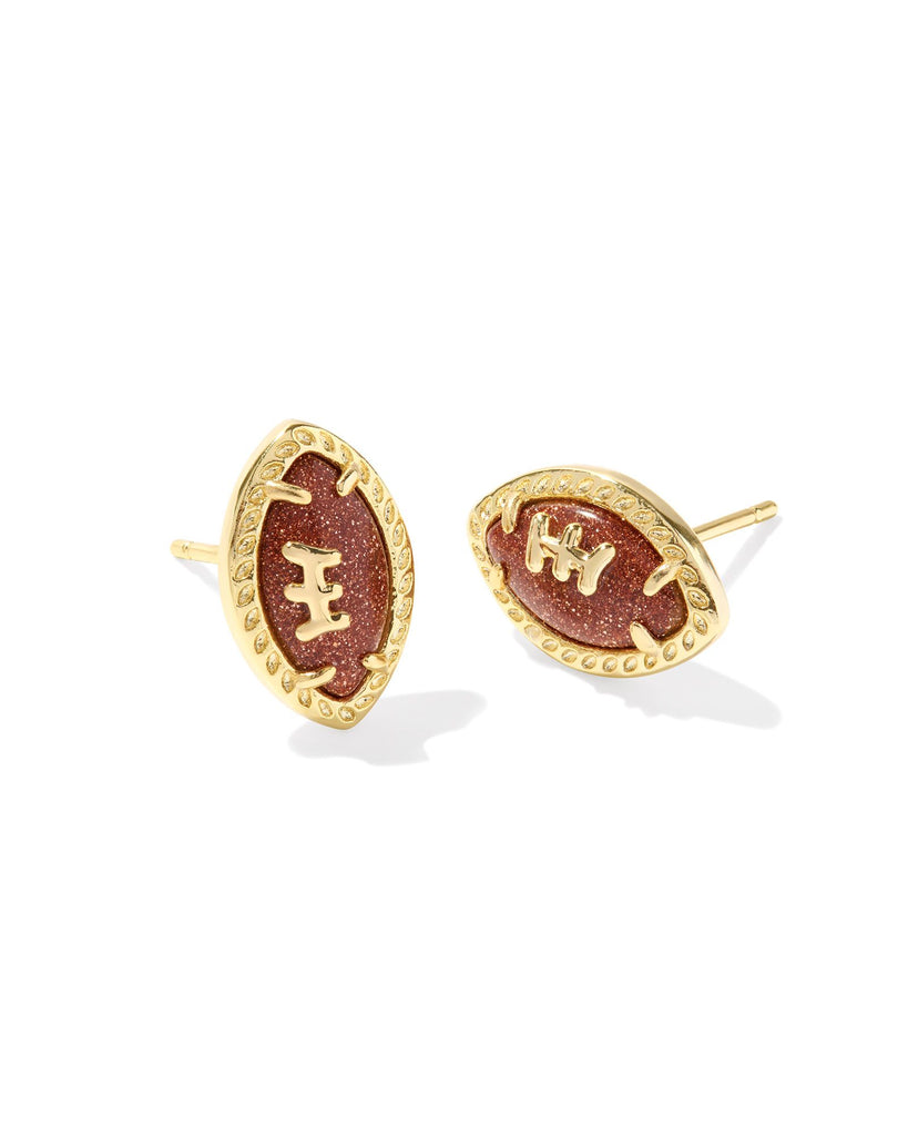 Football Stud Earrings in Orange Goldstone