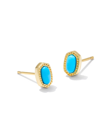 Mini Ellie Gold Stud Earrings in Turquoise