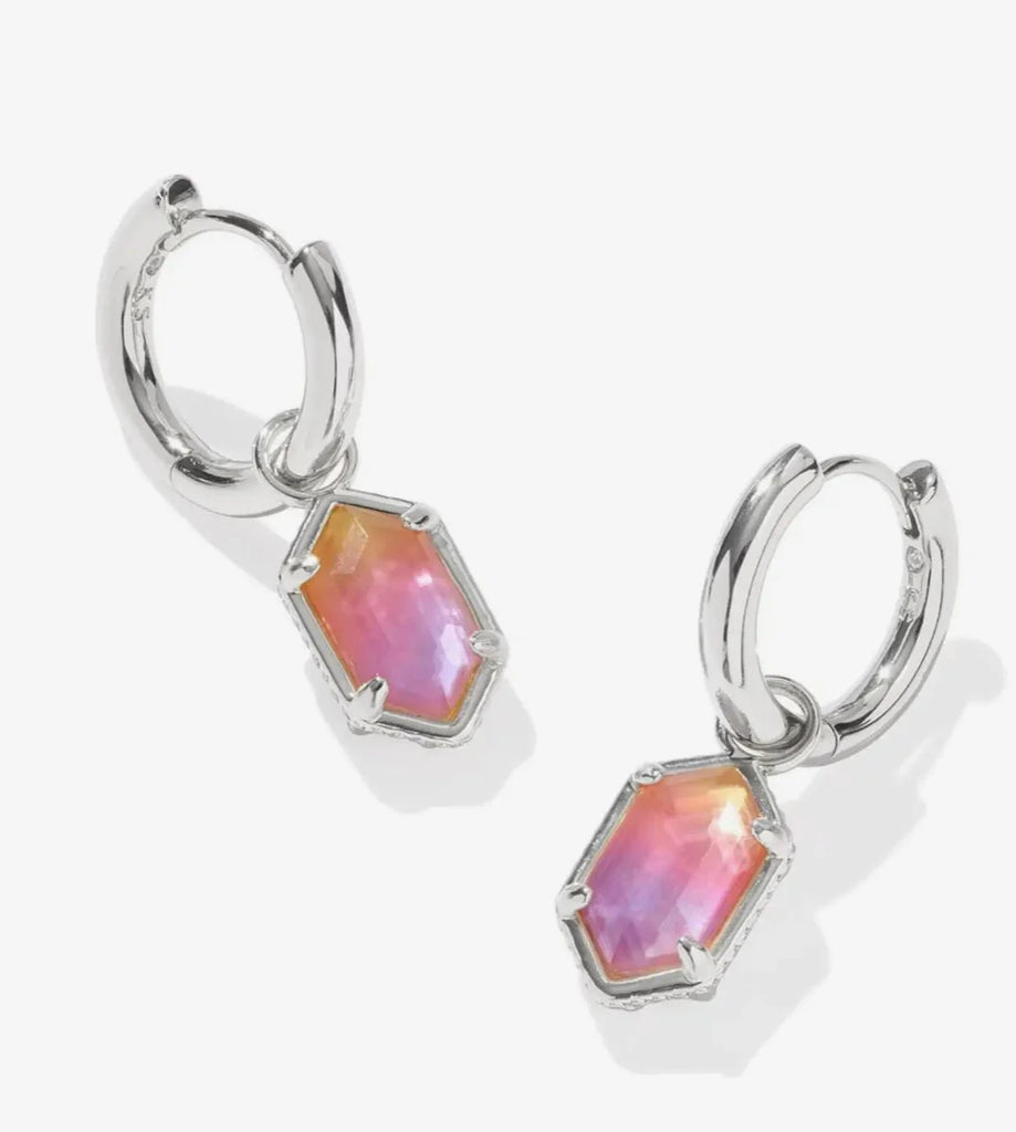 Hallie Huggie Earring in Silver Sunrise Watercolor Illusion