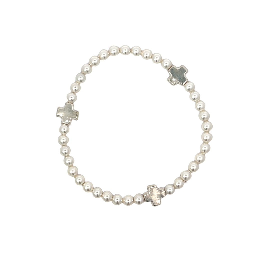 Signature Cross Pearl 4mm Beaded Bracelet