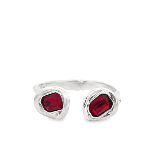 Sterling Silver Plated Cuff Bracelet in Red Crystal