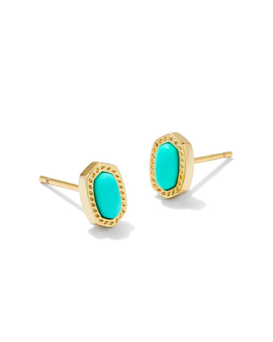 Mini Ellie Gold Stud Earrings in Mint Magnesite