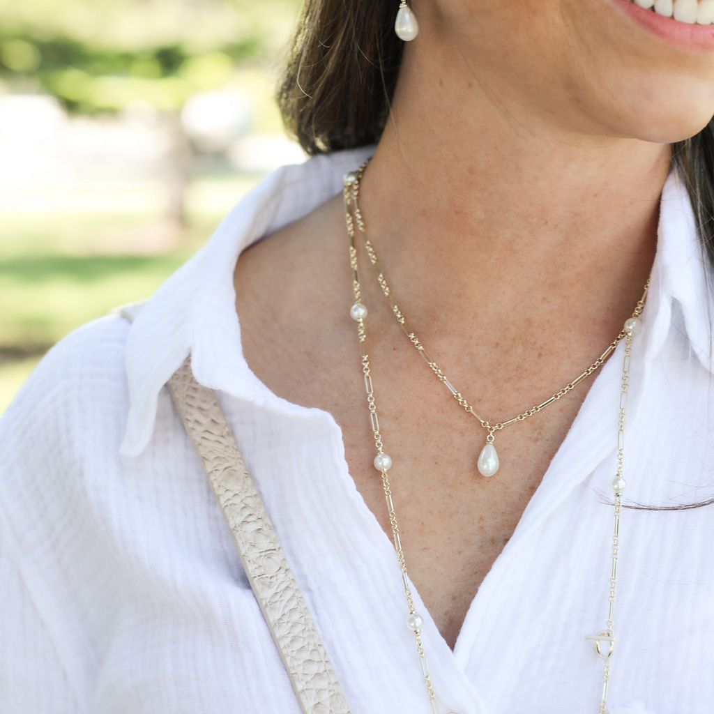 Adorned Pearl Drop Necklace