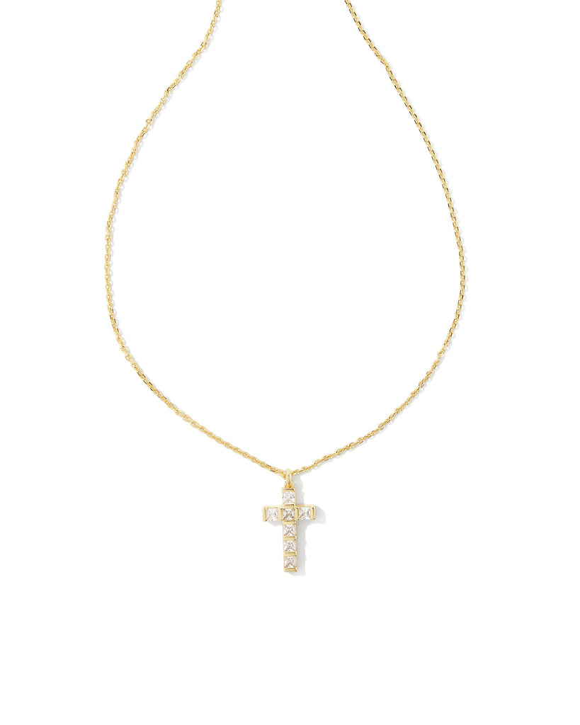 Gracie Cross Pendant Necklace in White Crystal – Michele Jewelry