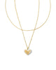 Penny Gold Heart Multi Strand Necklace in Ivory Mother of Pearl