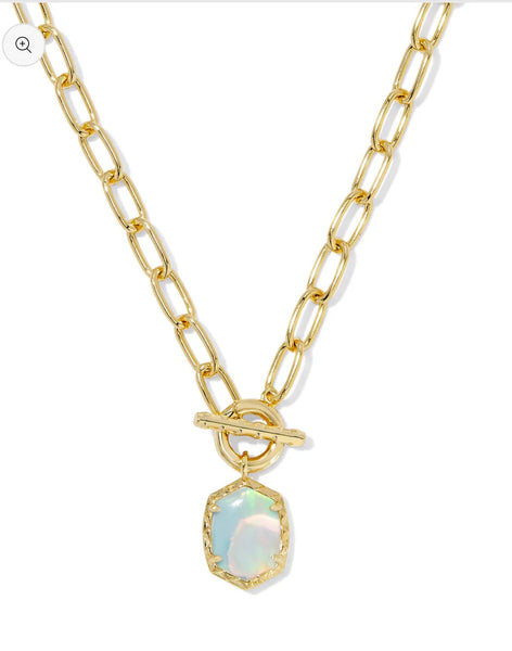 Daphne Link Chain Necklace in Gold Dichroic Glass