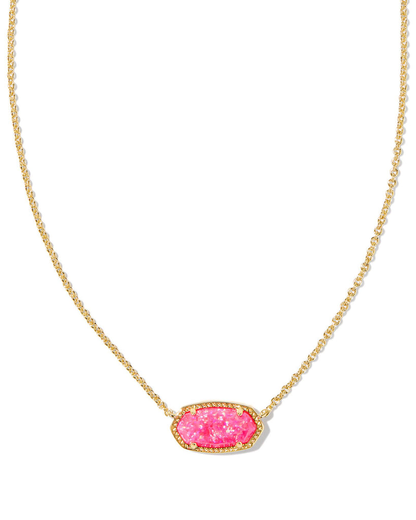 Elisa Short Pendant Necklace Bright Pink Opal