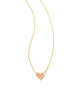 Framed Gold Ari Heart Pendant Necklace in Light Pink Drusy