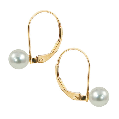 Freshwater Pearl Leverback Drop Earrings | 14kt