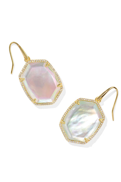 Daphne Pave Frame Drop Earring in Gold