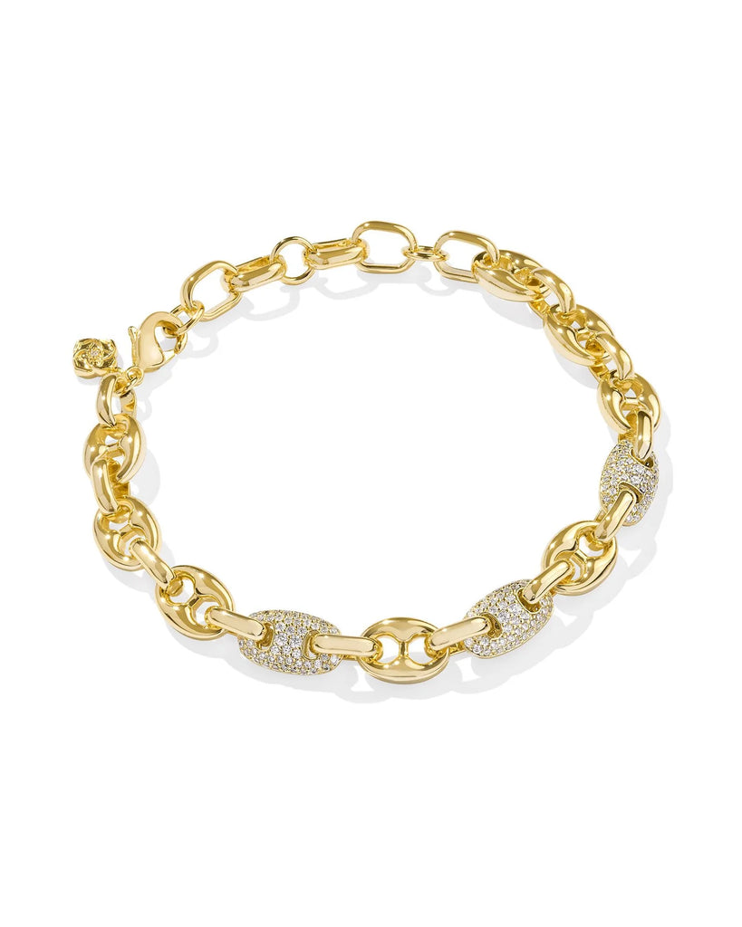 Bailey Pave Chain Bracelet Gold White Crystal