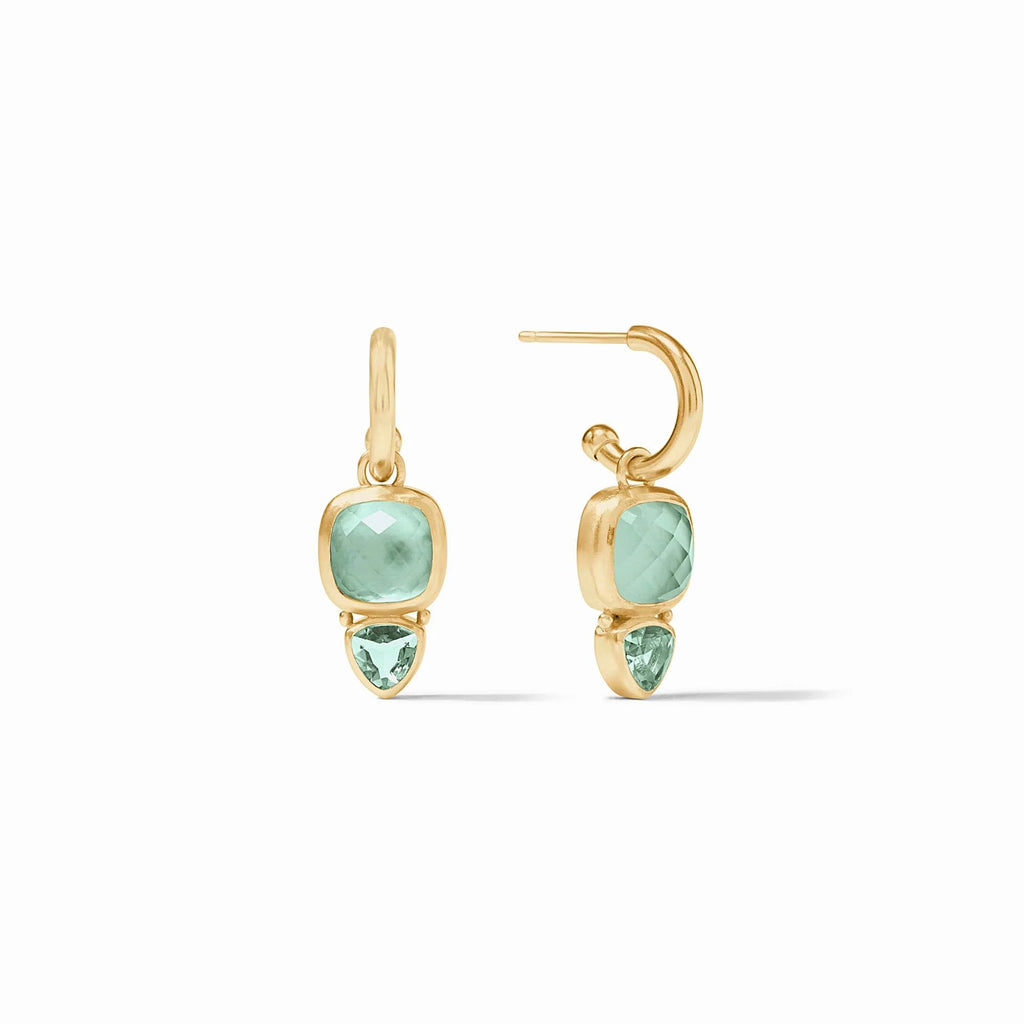 Aquitaine Duo Hoop & Charm Earrings in Iridescent Aquamarine Blue