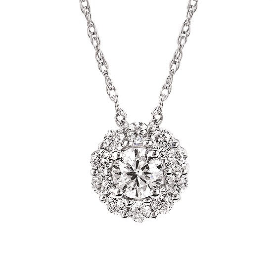 Lab Grown Diamond Halo Pendant Necklace