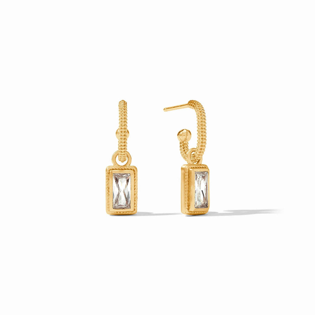 Baguette Hoop & Charm Earring in Cubic Zirconia