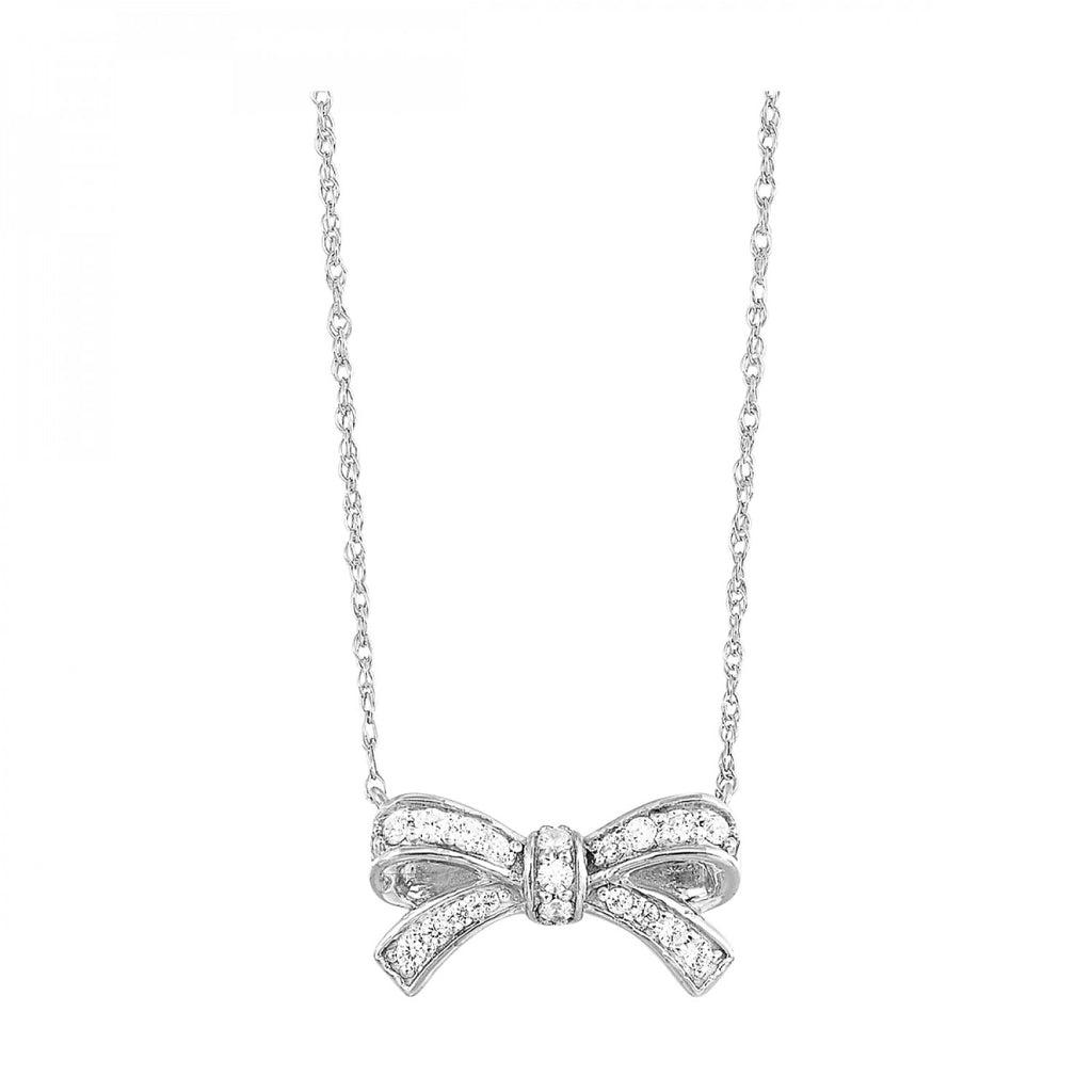 Diamond Bow Pendant Necklace