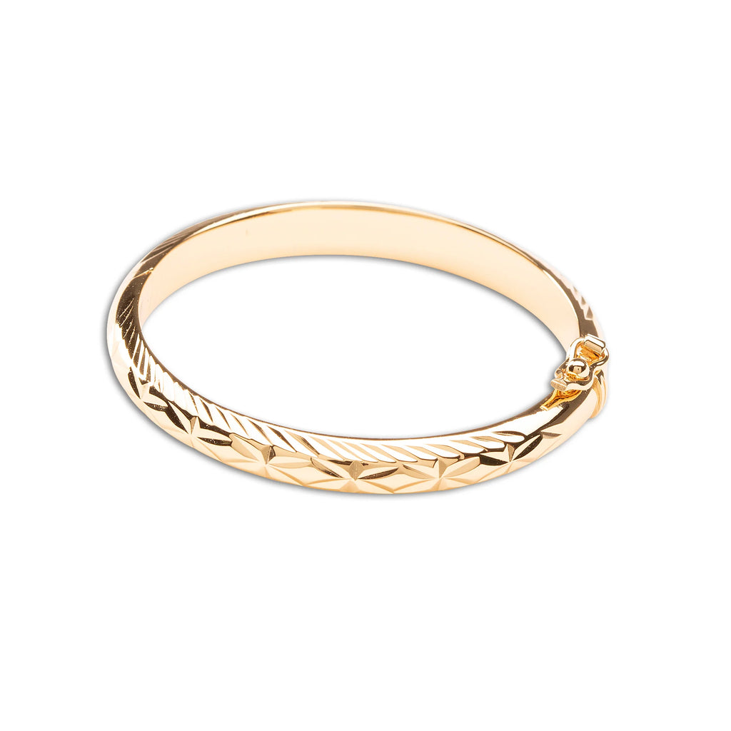 14K Gold Plated Etched Bangle Bracelet for Babies and Little Girls