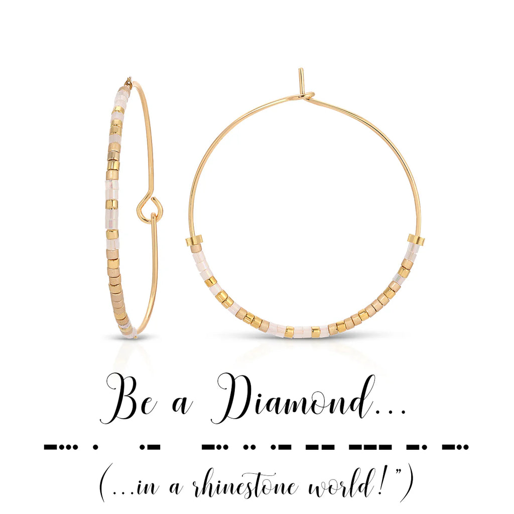 Be a Diamond Morse Code Hoop Earrings