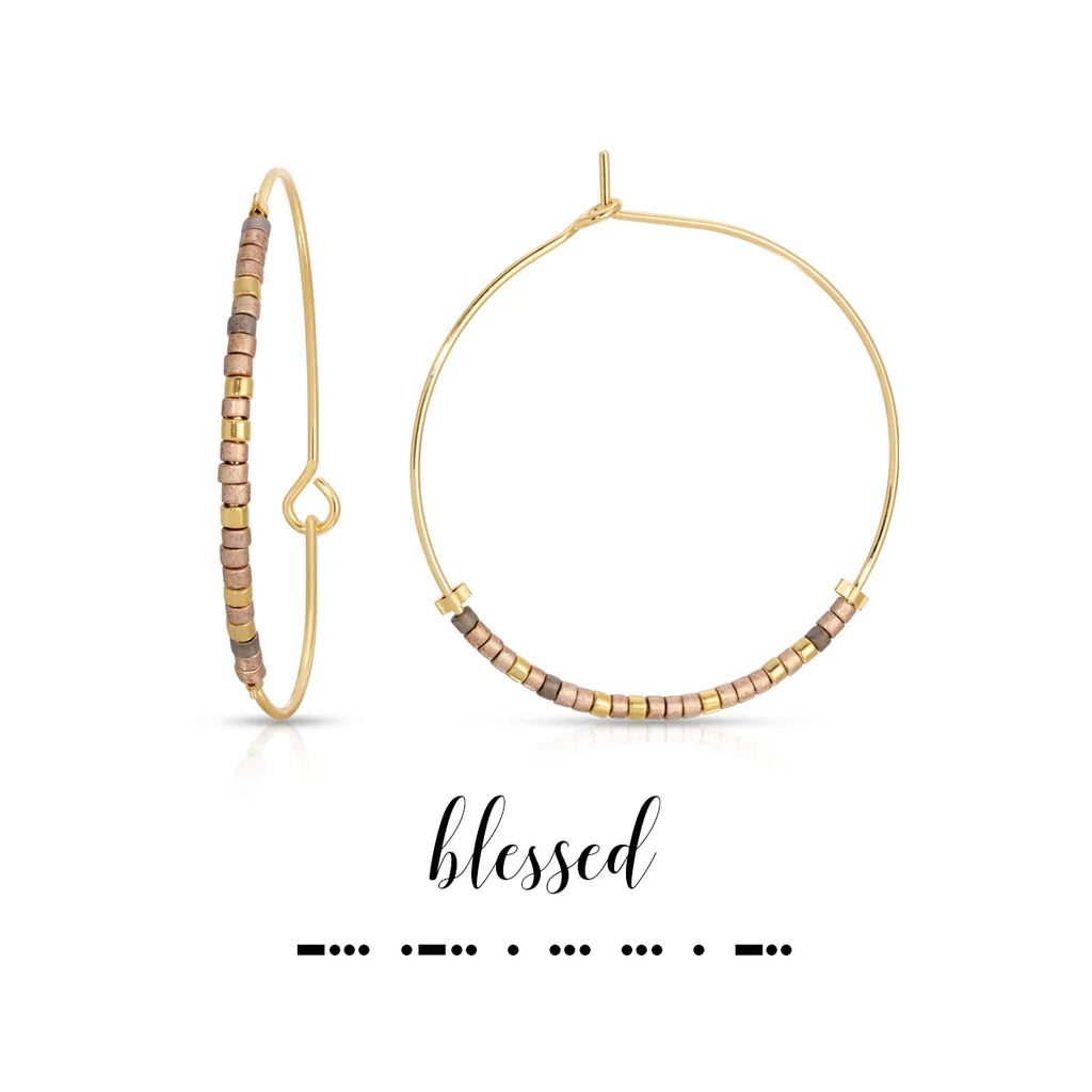 Blessed Morse Code Hoop Earrings