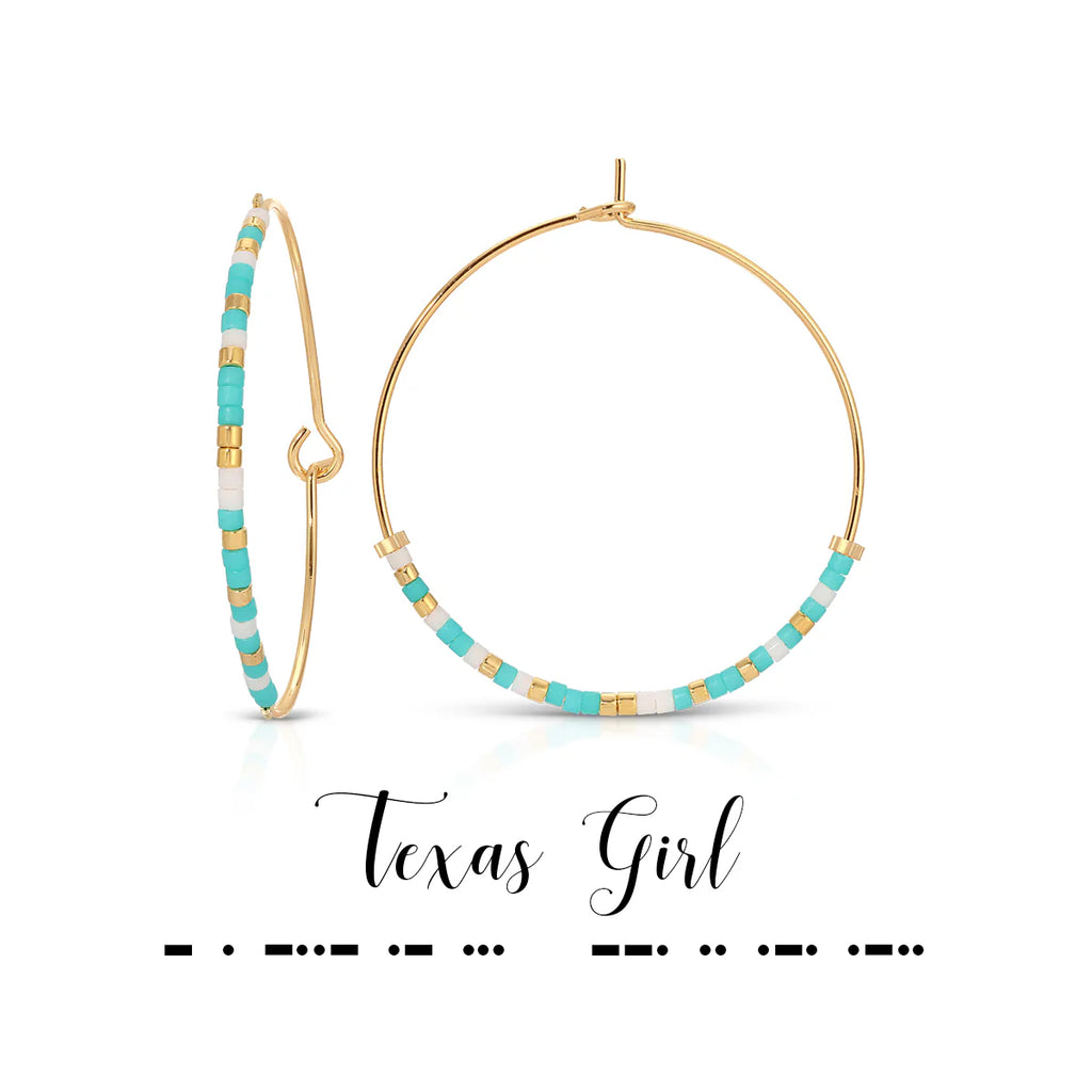 Texas Girl Morse Code Hoop Earrings