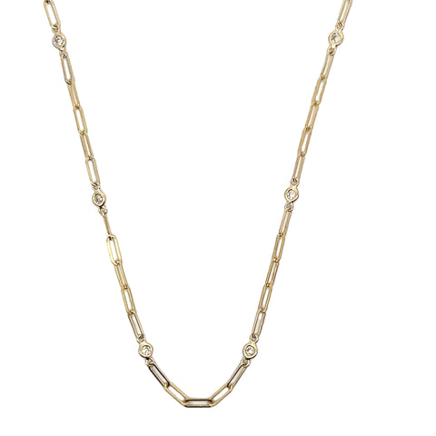 Paperclip Diamond by the Yard Necklace | Yellow Gold