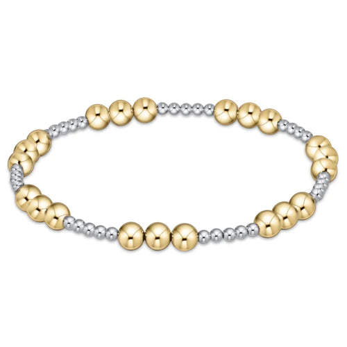 Classic Joy Pattern Mixed Metal Bead Bracelet - 5mm