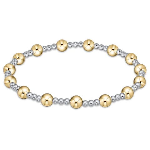 Classic Sincerity Pattern 5mm Bead Bracelet -Mixed Metal