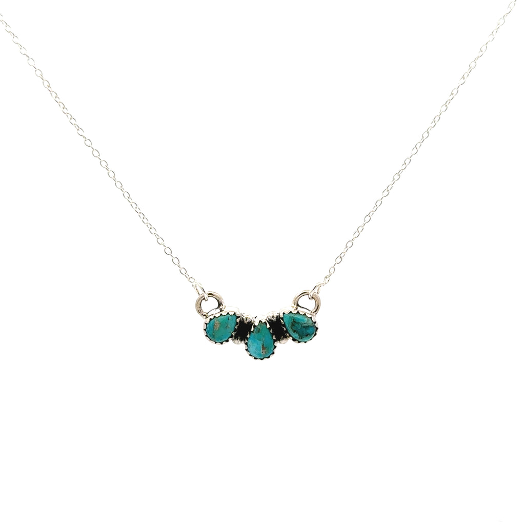 Turquoise Three Stone Pendant Necklace