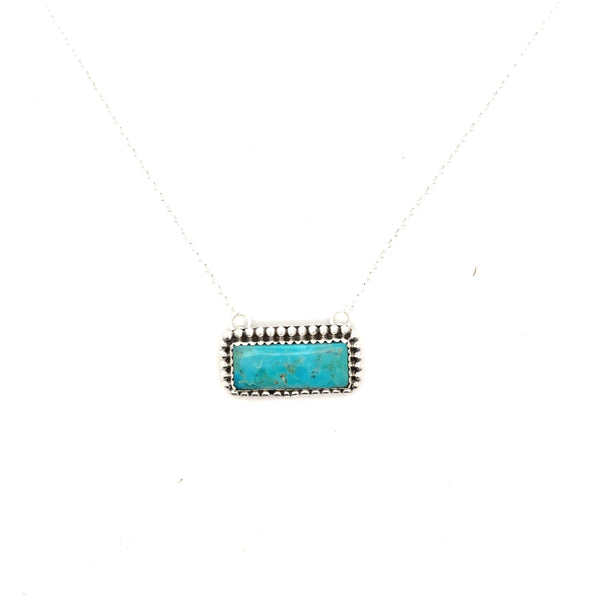 Turquoise Beaded Bar Pendant Necklace