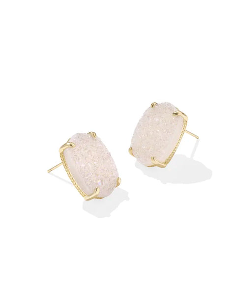 Daphne Large Gold Stud Earring in Iridescent Drusy