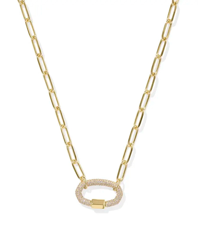 Emery Link Chain Necklace in White Crystal