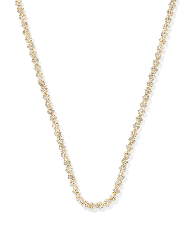 Emery Tennis Necklace in White Crystal