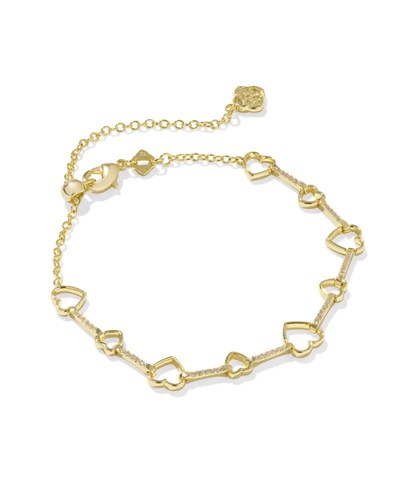 Haisley Heart Delicate Bracelet in Gold White Crystal