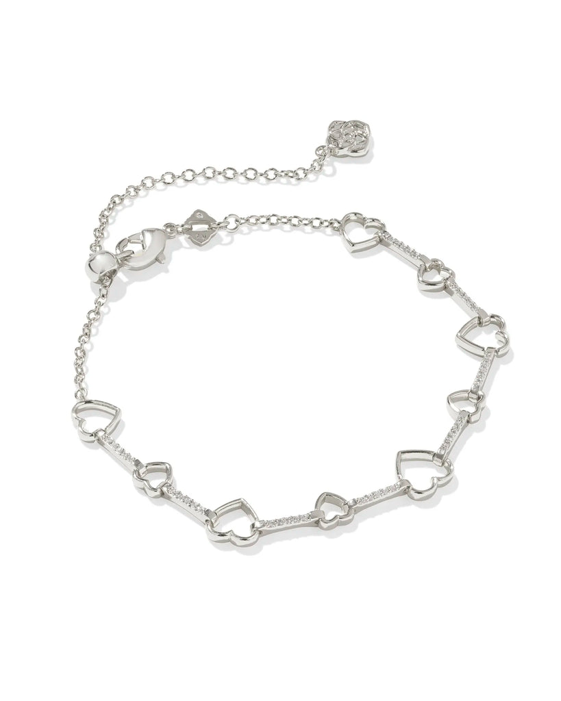 Haisley Heart Delicate Bracelet in Silver White Crystal