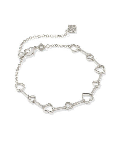 Haisley Heart Delicate Bracelet in Silver White Crystal