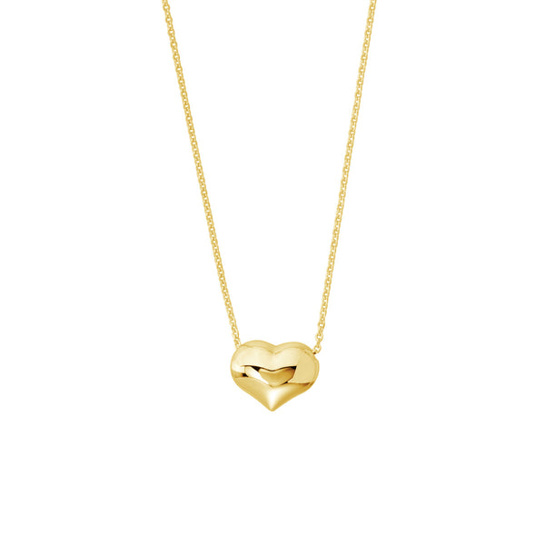 Gold Puffy Heart Necklace