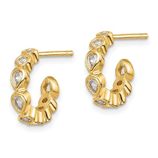 CZ Pear Huggie Earrings