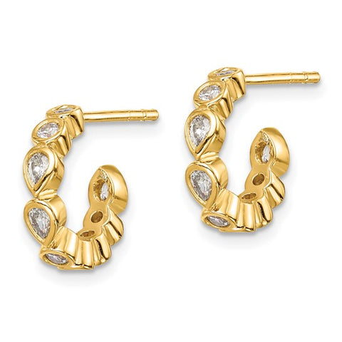 CZ Pear Huggie Earrings