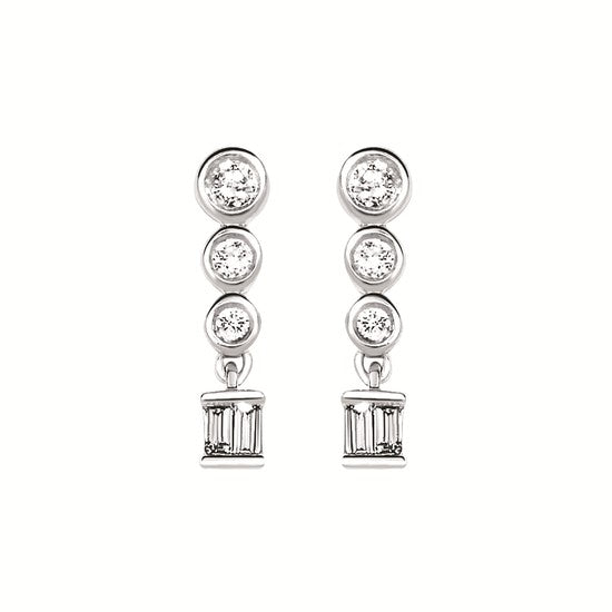 Diamond Stud Tiny Dangle Earrings