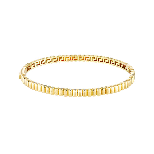 Gold Ribbed Hinged Bangle