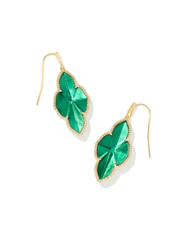 Abbie Pave Frame Drop Earrings in Gold