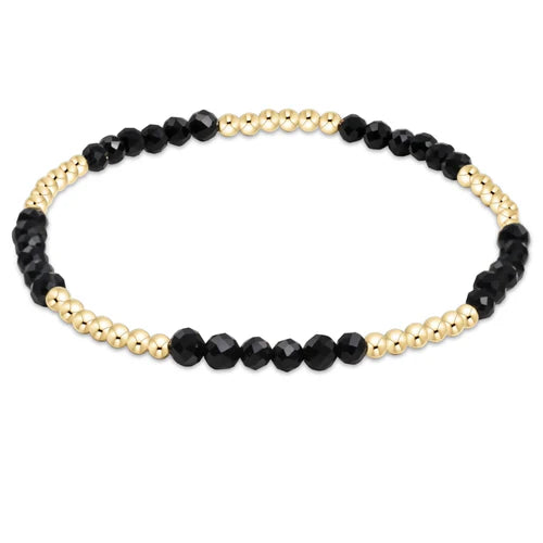 Blissful pattern 2.5mm Bead Bracelet - Faceted Onyx