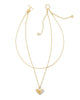 Penny Gold Heart Multi Strand Necklace in Ivory Mother of Pearl