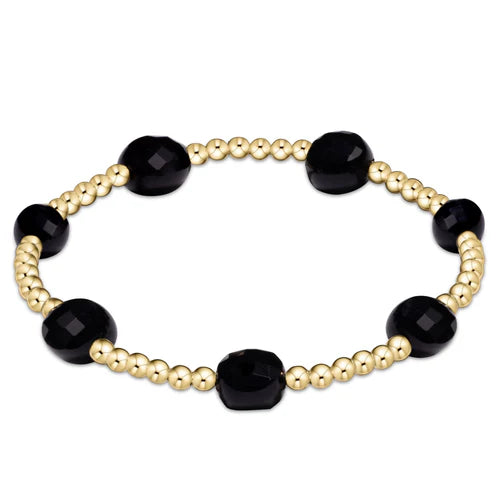 Extends - Admire Gold 3mm Bead Bracelet Faceted Onyx