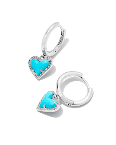 Ari Heart Huggie Earring in Silver Turquoise