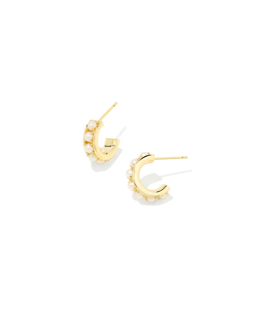 Krista Huggie Earring in White Pearl