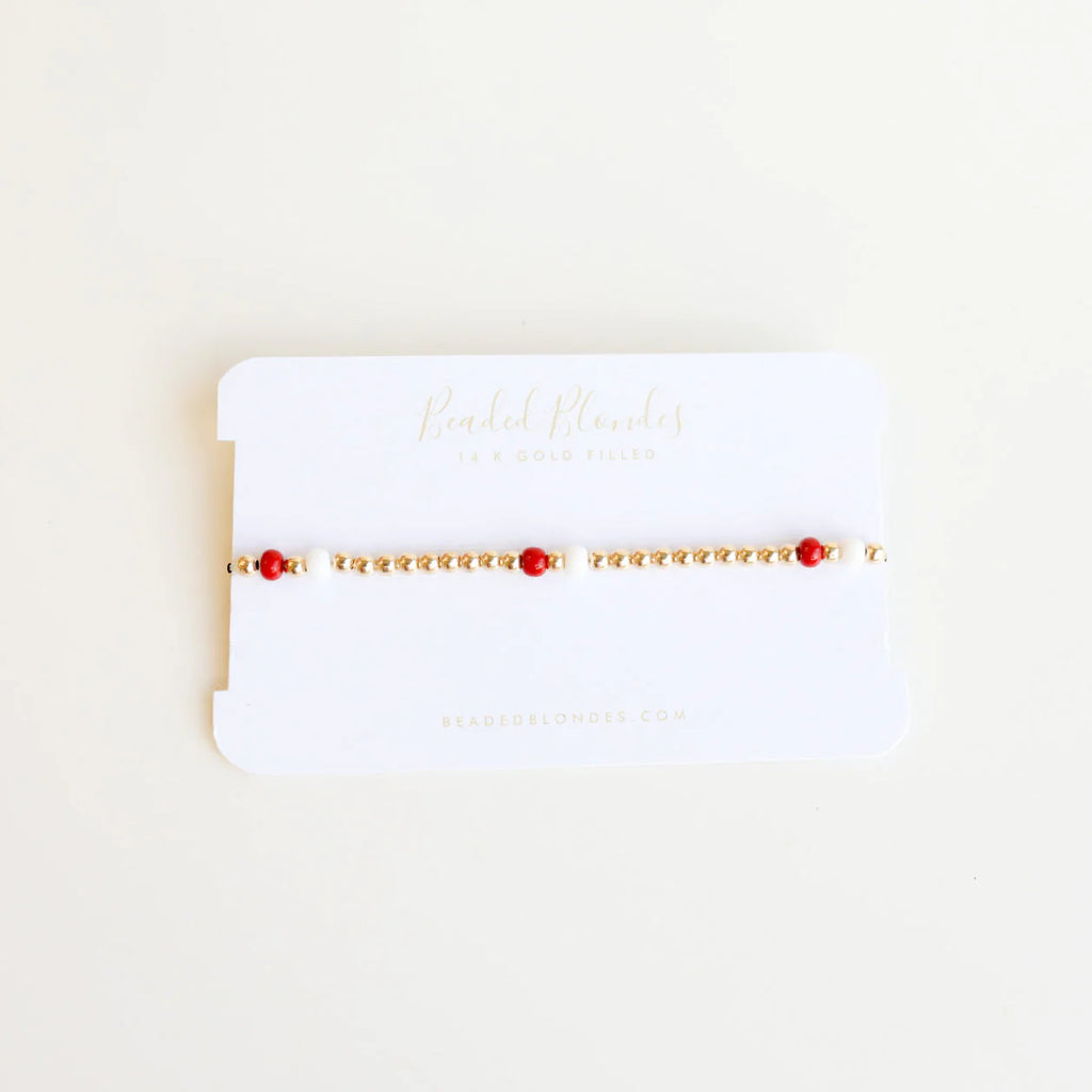 Red & White Gold Filled Poppi Bracelet