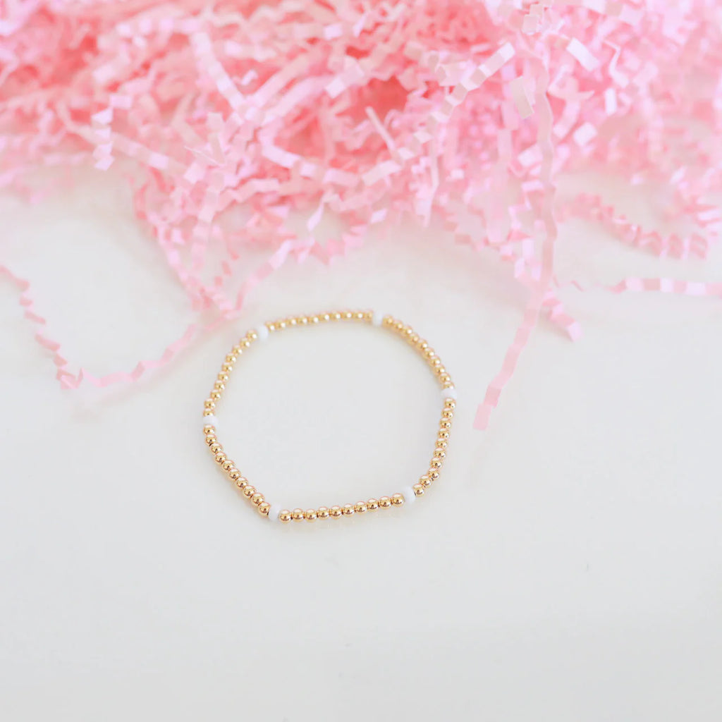 White Poppi Gold Filled Bead Bracelet | BB Kids