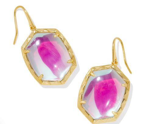 Daphne Drop Earring in Gold Dichoric Glass