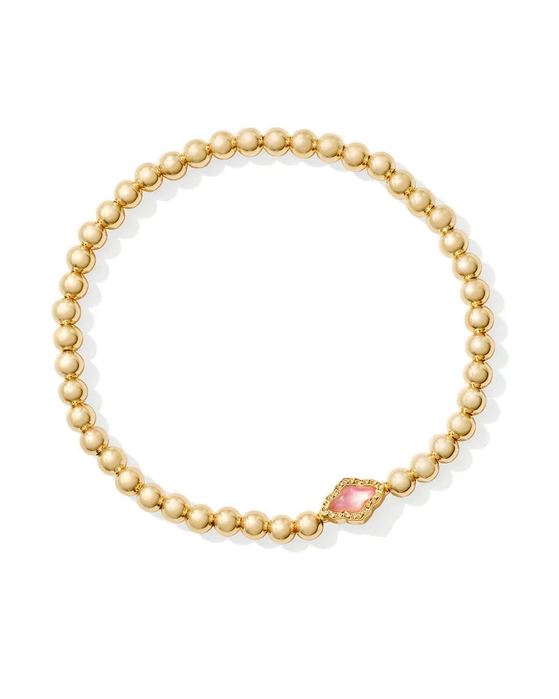 Abbie Gold Beaded Stretch Bracelet in Azalea Illusion