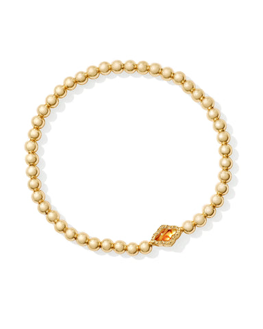 Abbie Gold Beaded Stretch Bracelet in Marbled Amber Illusion